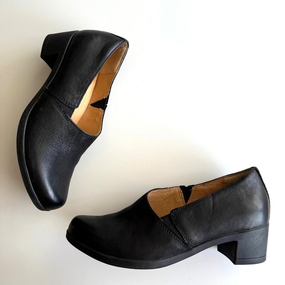 Dansko Camdyn‎ Almond Toe Slip On Black Heeled Comfort Shoes EU 39 US 7 7.5
